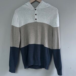 Hoodie Sweater navy white and tan size small mens